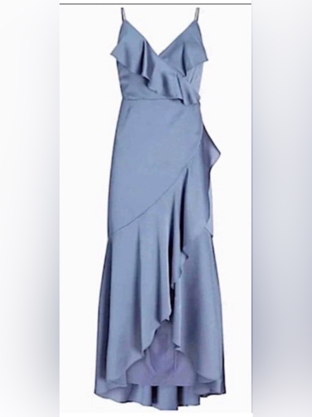 Express Asymmetrical Gray Ruffle Dress